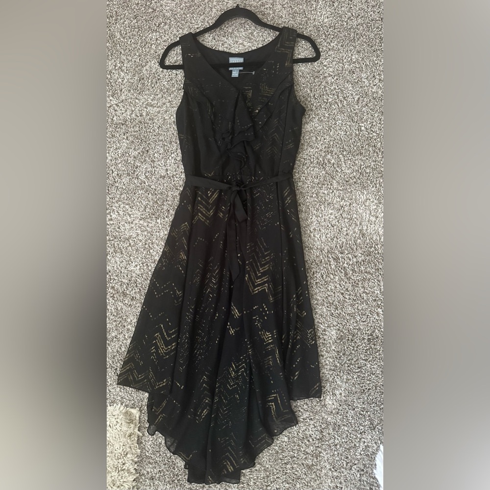 NWOT- Rabbit Rabbit Rabbit Black and Gold Midi Dress